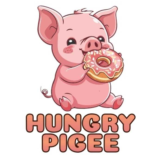 Hungry Pigee Logo - Pig with Donut